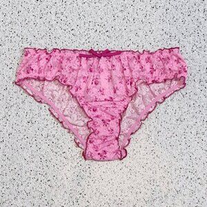 Victoria's Secret PINK x LOVESHACKFANCY Holiday Bow Cheeky Panty Lace Ruffle S